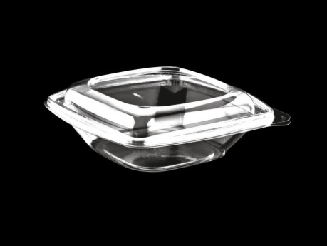 Square Salad Container, 750 ml, Black/Transparent